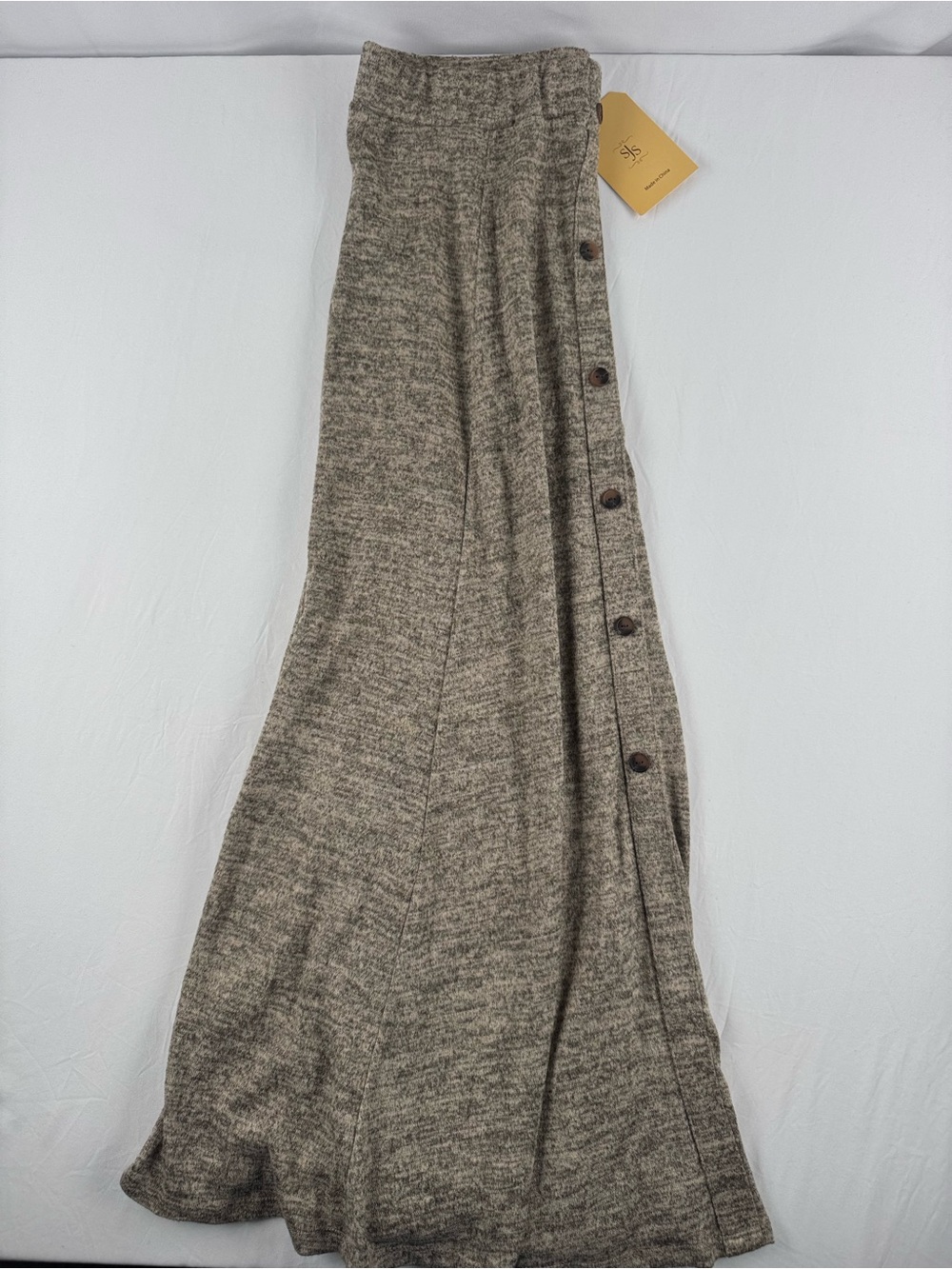SJS Women's Maxi Skirt in Heather Gray with Button Detail - Picture 4 of 5